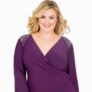 Studded Shoulder Wrap Dress